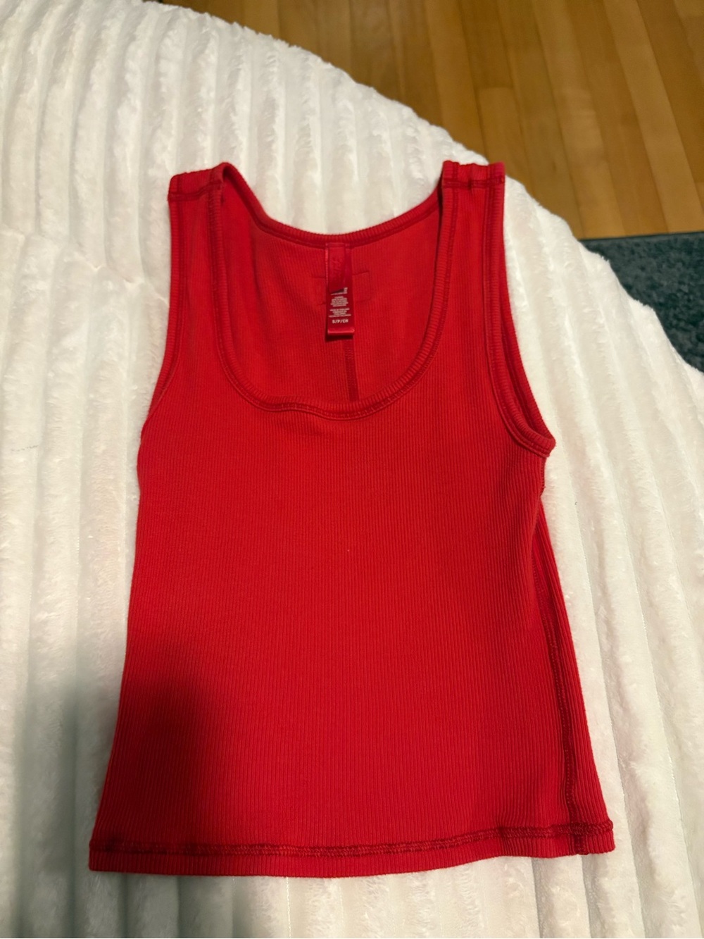 SKIMS Red Ribbed Tank Top - Sleeveless Scoop Neck